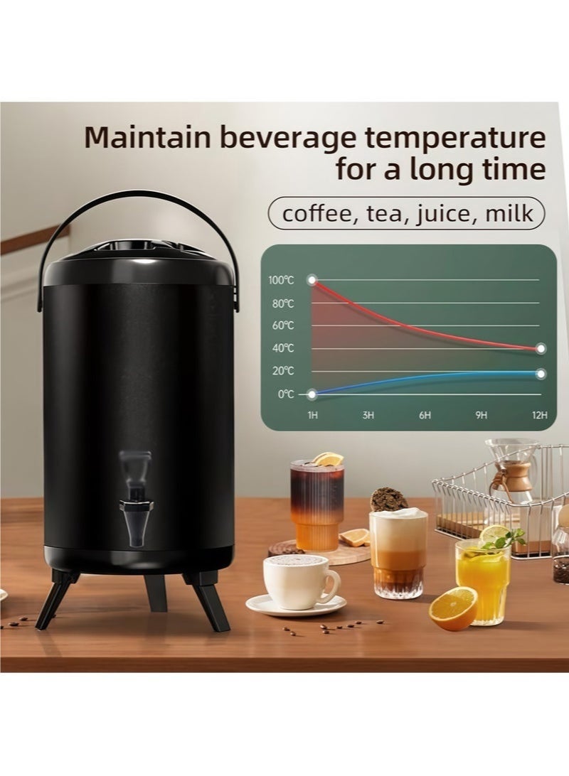 Forest Home Stainless Steel Double Insulated Tea Bucket Insulated Milk Tea Bucket Insulated Milk Tea Bucket Black 6 Liter Hot Coffee Maker - Image 3
